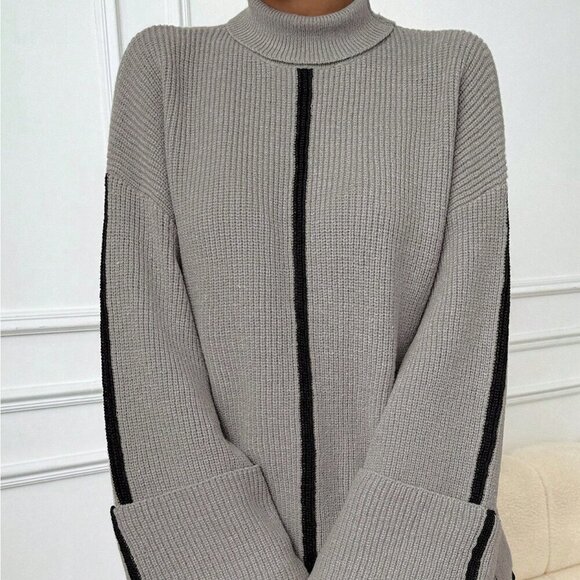 Fall Winter Women's Casual Fold Cuff Turtleneck Sweater top - Picture 2 of 6